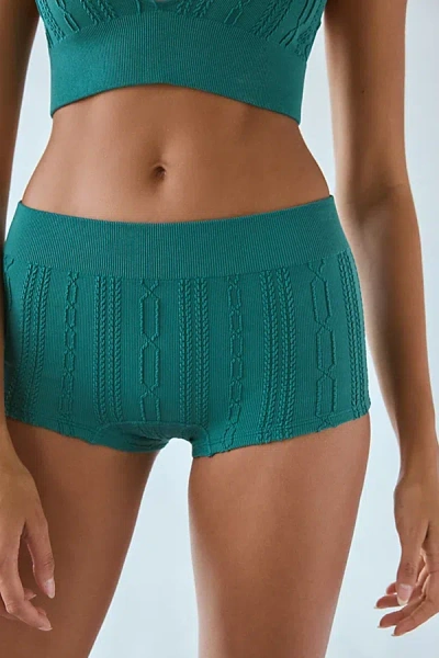 Out From Under Game Set Match Cable Seamless Knit Boyshort In Green, Women's At Urban Outfitters