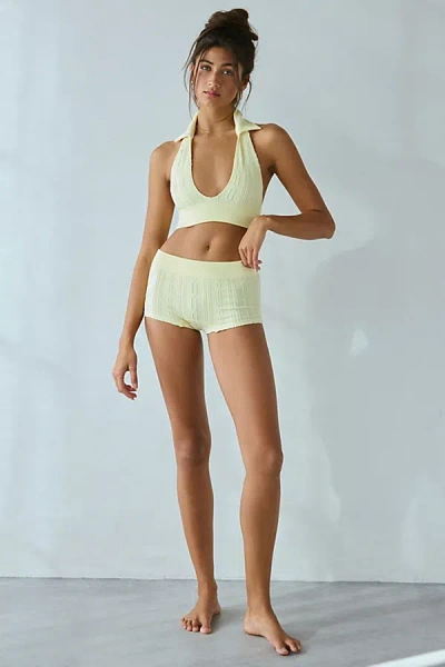 Out From Under Game Set Match Cable Seamless Knit Boyshort In Yellow, Women's At Urban Outfitters