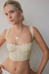 Out From Under Gillian Daisy Applique Corset Bra Top In Yellow, Women's At Urban Outfitters