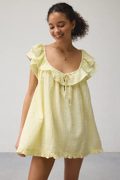 Out From Under Golden Hour Ruffle Swing Romper In Yellow, Women's At Urban Outfitters