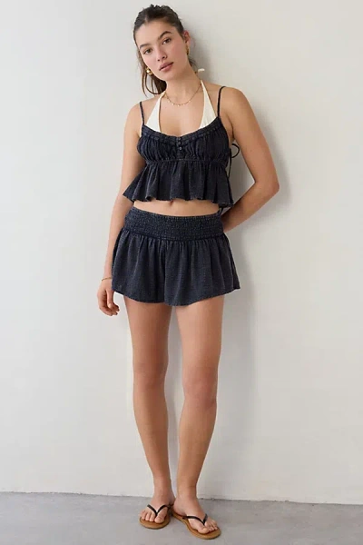 Out From Under Golden Hour Smocked Waist Short In Black, Women's At Urban Outfitters