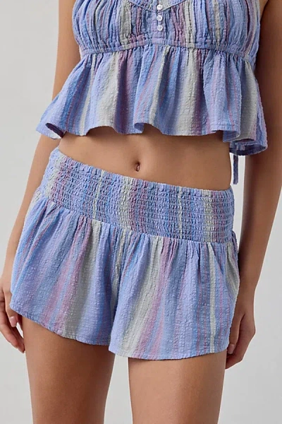 Out From Under Golden Hour Smocked Waist Short In Blue, Women's At Urban Outfitters