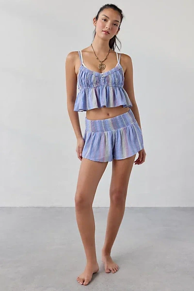 Out From Under Golden Hour Tie-strap Cropped Babydoll Cami In Blue, Women's At Urban Outfitters