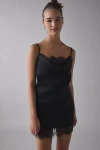 Out From Under Goodnight Kiss Lace Trim Cowl Neck Satin Slip In Black, Women's At Urban Outfitters