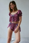 Shop Out From Under Grace Satin Flyaway Top In Purple, Women's At Urban Outfitters