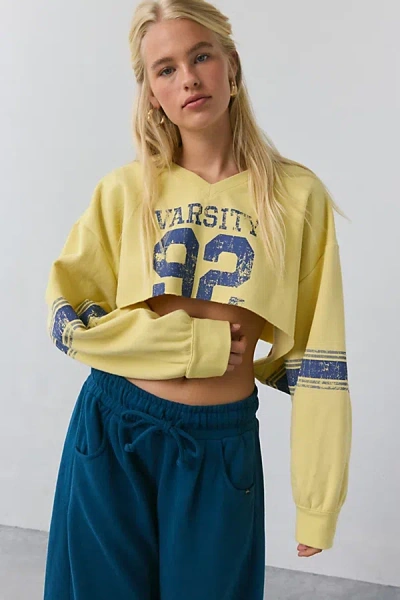 Out From Under Hang Back V-neck Long Sleeve Cropped Pullover In Yellow, Women's At Urban Outfitters
