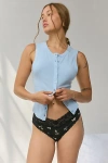 Out From Under Hattie Lace Trim Thong In Black, Women's At Urban Outfitters