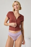 Out From Under Hattie Lace Trim Thong In Purple, Women's At Urban Outfitters In Pink