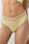 Out From Under Hattie Lace Trim Thong In Yellow, Women's At Urban Outfitters