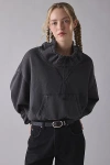 Out From Under Hear Me Out Drawstring Mockneck Pullover Top In Charcoal, Women's At Urban Outfitters In Black
