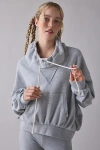 Out From Under Hear Me Out Drawstring Mockneck Pullover Top In Light Grey, Women's At Urban Outfitters In Black