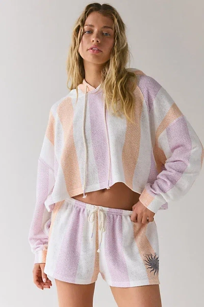 Out From Under High Tide Oversized Crop Hoodie Sweatshirt In Beach Stripe, Women's At Urban Outfitters
