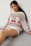 Out From Under Hit The Slopes Cropped Fairisle Sweater In Cream, Women's At Urban Outfitters In Neutral