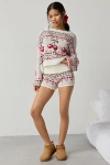 Out From Under Hit The Slopes Fairisle Knit Lounge Short In Cream, Women's At Urban Outfitters In White