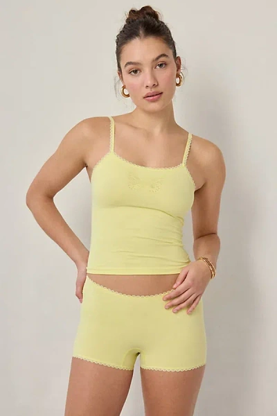 Out From Under Icon Seamless Knit Cami + Micro Short 2-piece Set In Yellow, Women's At Urban Outfitters