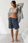 Out From Under In Your Dreams Lace Trim Long Boxer Short In Green, Women's At Urban Outfitters In Green