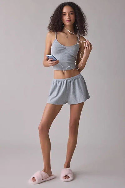 Out From Under Iris Pointelle Knit Cami + Shortie 2-piece Pj Set In Grey, Women's At Urban Outfitters In Gray