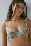 Out From Under Isabelle Mesh Underwire Plunge Bra In Blue, Women's At Urban Outfitters