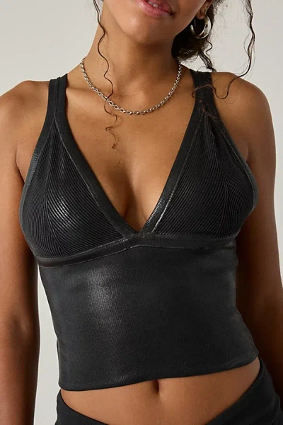 Out From Under Jade Foil Seamless Knit Cutout Tank Top In Black, Women's At Urban Outfitters