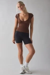 Out From Under Jade Seamless Knit Cutout Short Sleeve Tee In Chocolate, Women's At Urban Outfitters In Brown