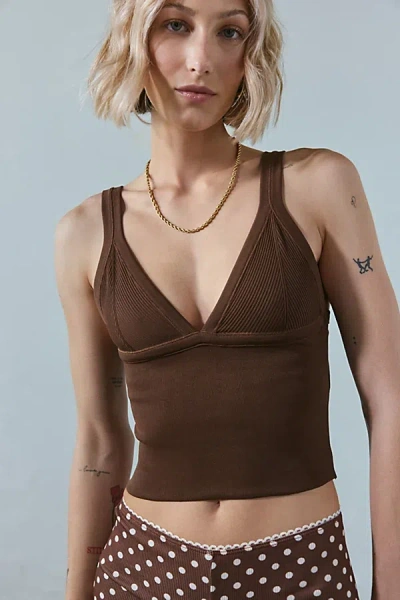 Out From Under Jade Seamless Knit Cutout Tank Top In Chocolate, Women's At Urban Outfitters
