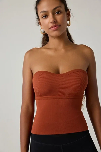 Out From Under Jade Seamless Knit Cutout Tube Top In Rust, Women's At Urban Outfitters In Brown