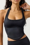 Out From Under Jade Stitch Seamless Knit Halter Top In Black, Women's At Urban Outfitters