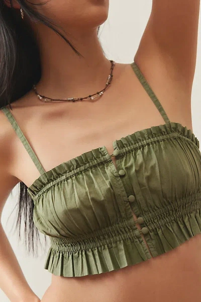 Out From Under Jasmine Cropped Cami In Olive, Women's At Urban Outfitters In Green