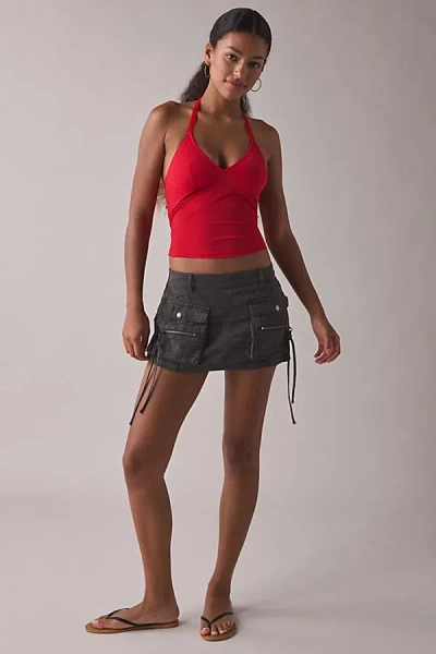Out From Under Je T'aime Cropped Halter Top In Red, Women's At Urban Outfitters