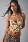 Out From Under Je T'aime Mesh Cropped Cami In Animal Hibiscus, Women's At Urban Outfitters