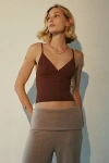 Out From Under Je T'aime Mesh Cropped Cami In Chocolate, Women's At Urban Outfitters