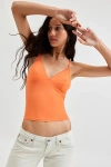 Out From Under Je T'aime Mesh V-neck Cropped Cami In Orange, Women's At Urban Outfitters