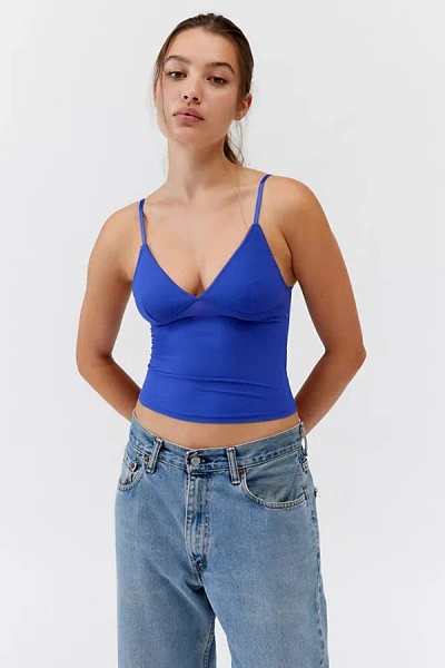 Out From Under Je T'aime Mesh Cropped Cami In Pale Blue, Women's At Urban Outfitters In Pale Blue