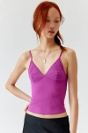 Out From Under Je T'aime Mesh V-neck Cropped Cami In Violet, Women's At Urban Outfitters