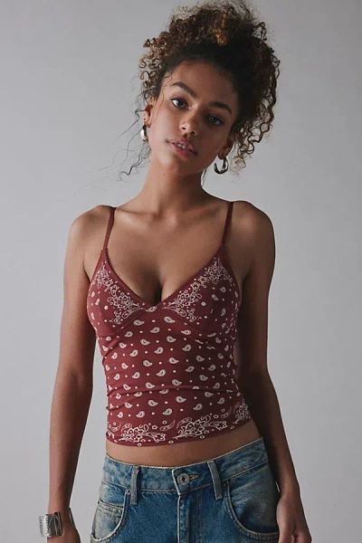 Out From Under Je T'aime Printed Cami In Red Bandana, Women's At Urban Outfitters In Red Bandana