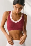 Out From Under Jessa Sporty Contrast Trim Seamless Knit Bra Top In Red, Women's At Urban Outfitters