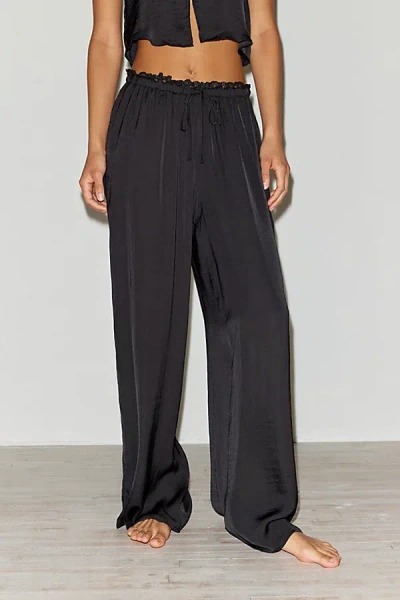 Out From Under Juliette Lacy Satin Lounge Pant In Black, Women's At Urban Outfitters