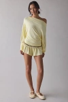 Out From Under Kiera Jersey Knit Off-the-shoulder Sleep Romper Top In Honey, Women's At Urban Outfitters In Brown