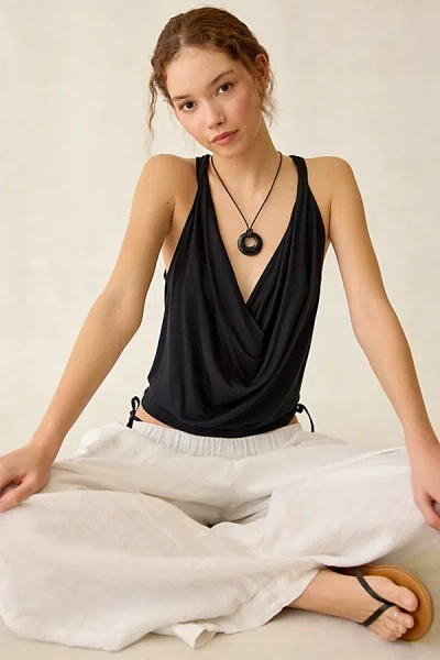 Out From Under Kiera Jersey Knit Twisted Cowl Neck Tank Top In Black, Women's At Urban Outfitters