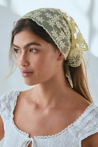 Out From Under Lace Headscarf In Light Yellow, Women's At Urban Outfitters In Light Yellow