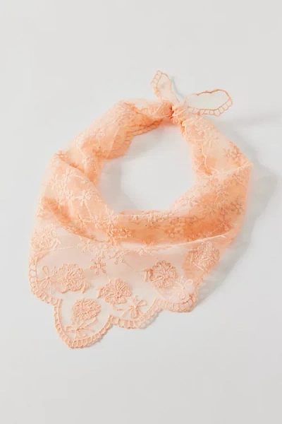 Out From Under Lace Headscarf In Peach, Women's At Urban Outfitters In Orange