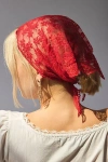 Out From Under Lace Headscarf In Red, Women's At Urban Outfitters