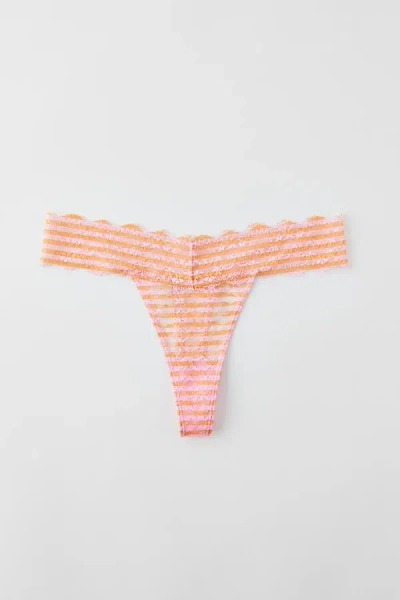 Out From Under Lace Low-rise Thong In Peach Stripe, Women's At Urban Outfitters