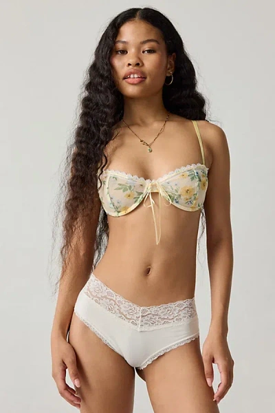 Out From Under Lace Trim Cotton Cheeky Undie In Ivory, Women's At Urban Outfitters In White