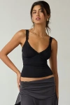 Out From Under Lace Trim Soft Touch Cropped Cami In Black, Women's At Urban Outfitters In Black