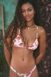 Out From Under Lana Printed Triangle Bikini Top In Pink Strawberry, Women's At Urban Outfitters