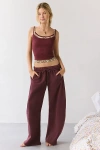 Out From Under Lazy Day Baggy Barrel Sweatpant In Maroon, Women's At Urban Outfitters In Burgundy