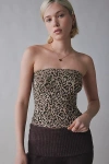 Out From Under Leopard Print Seamless Knit Tube Top In Brown Leopard, Women's At Urban Outfitters In Brown Leopard
