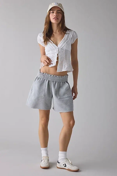 Out From Under Let's Get It Cotton-blend Knit Sweat Short In Grey, Women's At Urban Outfitters