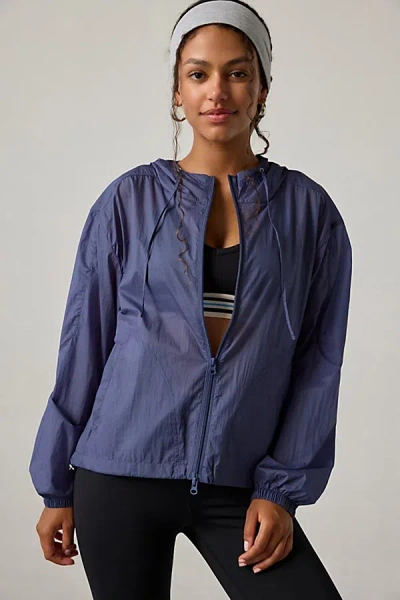 Out From Under Lexie Nylon Hooded Zip-up Jacket In Blue, Women's At Urban Outfitters